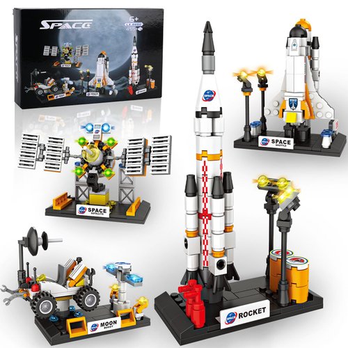 Space Exploration Shuttle Toys for Boys, STEM Aerospace Building Kit Toy with Rocket, Space Shuttle, Moon Buggy and Satellite, Best Gifts for 6, 7, 8, 9, 10+ Year Old Boys (415 PCS)