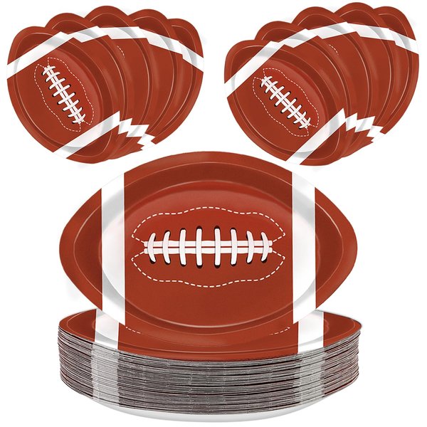QIYANPAX 50Pcs Football Shaped Disposable Paper Plates Football Plates Football Party Supplies for Football Party Decorations Gameday Tailgate Party Decorations
