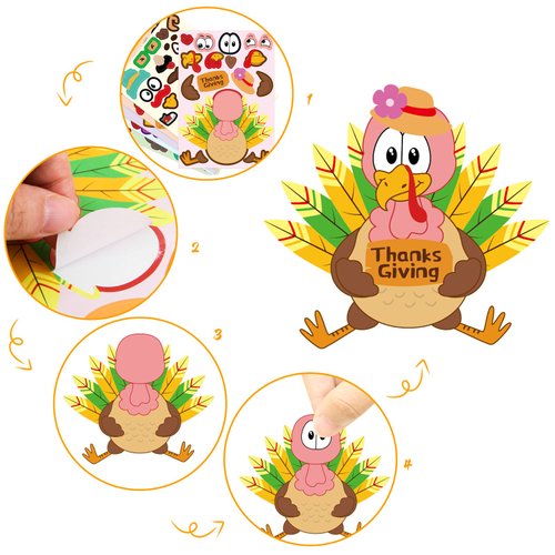 48 Sheets Thanksgiving Stickers for Kids Fun Make A Turkey Sticker Sheets Create Your Own Turkey Party Activities Art Craft School Reward Thanksgiving Craft for Kids Gift