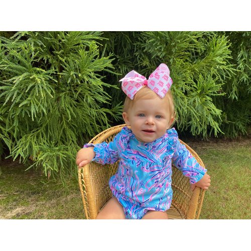 Wee Ones Girls' Think Pink! Breast Cancer Awareness Grosgrain Hair Bow, Girl Power Print, Size King