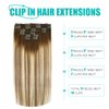 SURNEL Clip in Hair Extensions Walnut Brown to Ash Brown and Golden Blonde 14 Inch 6pcs 100g Clip in Real Human Hair Extensions Clip Ins Balayage Clip in Hair Extensions(#3/8/22,14'')