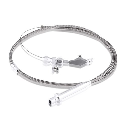 Keenso Th350 Kickdown Cable, Silver Stainless Steel Braided Kickdown Cable for 350 Turbo Transmission Assembly Detent Kickdown for Chevy TH350