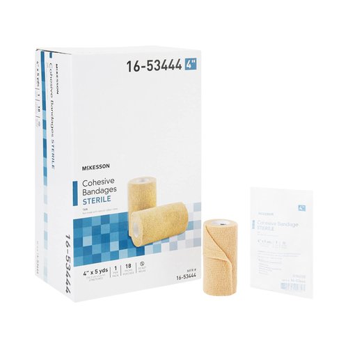 McKesson Cohesive Bandage, Sterile, Self-Adherent Closure, Tan, Latex-Free, 4 in x 5 yds, 1 Count, 1 Roll