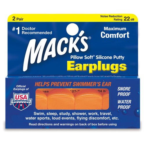 Mack's Pillow Soft Ear Plugs, Hot Orange 2 Pairs (Pack of 2)