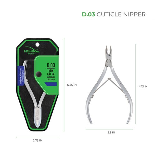 NGHIA Cuticle Nipper - D-03 JAW 14 | Stainless Steel | Durable and Sharp | Ergonomic Design | Grey Plated | Ideal for Salons and Home Use
