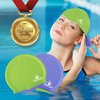 Water Gear Jazz Silicone Swim Cap - Flexible Unisex - Great for Short and Long Hair - Improve Your Performance (Lime/Blue, One Size)