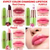 BINGBRUSH Color Changing Lipstick Queen,PH Mood Long Lasting Lip Gloss Korean Lip Balm Tinted Magic Makeup Moisturize Lipstick Set (3 Pcs Red Cherries+Flower+Peach, 3 Count (Pack of 1))