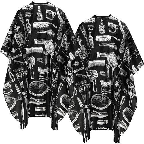 FEBSNOW 2Pcs Barber Capes for Adults,Professional Hair Cutting Cape with Closure Snap Waterproof Salon Capes for Hairstylist Barber Accessories with Printed Design for Hair Cutting Styling Coloring