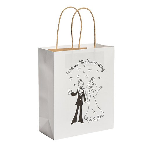 Happy Couple Kraft Paper Wedding Gift Bags 1 Dozen
