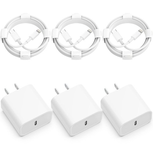 USB C Charger [MFi Certified] iPhone Charger Fast Charging 3Pack 20W Type C Wall Charger Block with 6FT USB C to Lightning Cable Compatible with for iPhone 14Pro/13 Pro/12 Pro Max/11/XS Max/XS/XR/X/8