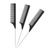 3 Pieces Metal Rat Tail Comb Steel Pintail Rat Comb Carbon Fiber Heat Resistant Hair Parting Comb Professional Hair Styling Teasing Combs for Women Hair Edge Brush with Antic Static Pintail