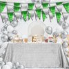 20M/65FT Green Silver Triangle Pennant Banner Flag Metallic Fabric Bunting Garland for Christmas Graduation Wedding Engagement Anniversary Bachelorette Birthday Bridal Shower Hen Party Supplies