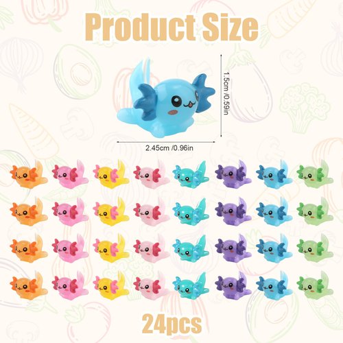 48pcs Mini Axolotl Figures, Little Resin Axolotl Miniature Axolotl Charms Tiny Small Animal Figurines Ornament Toy for DIY Craft Garden Landscape Dollhouse Potted Plants Decorations (8 Colors)