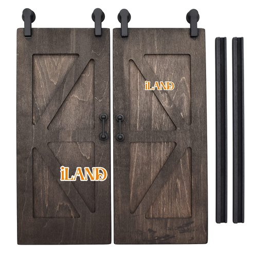 iLAND Dollhouse Accessories of Wooden Dollhouse Door on 1:12 Scale, 2pcs Miniature Doors of Sliding Barn Doors