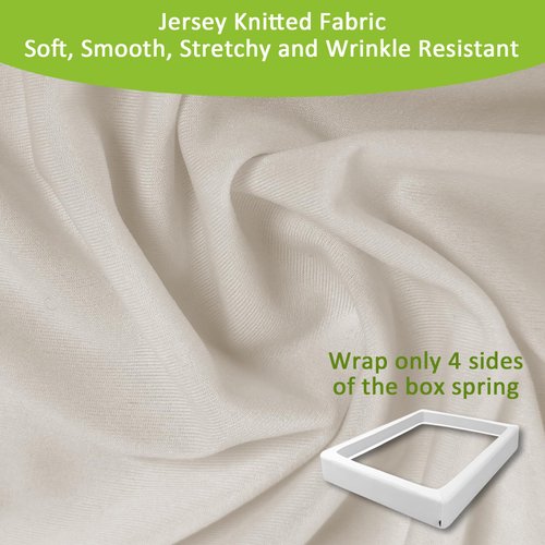 Bedecor 4-9 Inches Split Box Spring Cover King Size Beige Cream/Taupe with Stretchy Fabric Bed Frame Cover Wrap Around 4 Sides Elastic Bed Skirt Alternative Boxspring Cover King/Cal King