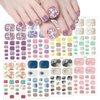 8 Sheets Toe Nail Wraps Semi Cured Gel Toenail Strips Decals Stick on Nail Polish Strips Supplies Glitter Toe Nail Stickers Self Adhesive Design Nail Strips Full Nail Wraps for Women Girl DIY Manicure