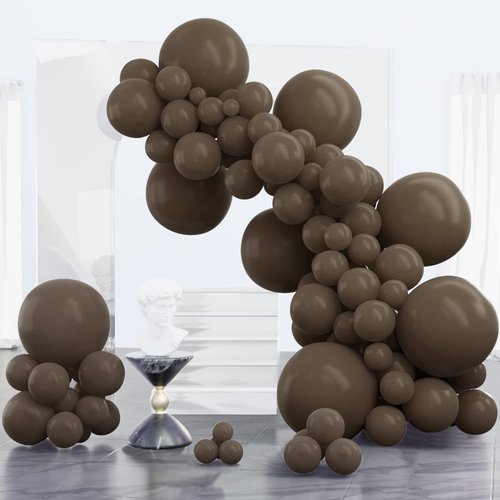 PartyWoo Dark Brown Balloons, 100 pcs Boho Brown Balloons Different Sizes Pack of 18 Inch 12 Inch 10 Inch 5 Inch Matte Brown Balloons for Balloon Garland Balloon Arch as Party Decorations, Brown-F20