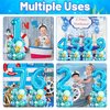 40 Inch Number 5 Balloon Blue Ocean Under the Sea Number Five Foil Balloons Tower with Shark Bubble Fish for Boys 5th Birthday Party Decor Blue Green Underwater Digital Aluminum Mylar Balloons Stack