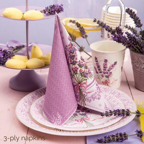 Keep Unique 20-ct 13x13 Flowers Paper Luncheon Decoupage Napkins, 3-Ply Servilletas Printed Flower Sweet Lavender Cocktail Napkin for Art, Dinner and Party, Disposable Napkins Decorative