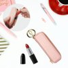 Bocasal Leather Lipstick Case Holder Chapstick Keychain Pouch, Zipper Lip Balm Lip Gloss Bag for Purse with Elastic Band, Makeup Travel Organizer, Cosmetic Storage Kit for Women Girls (Rose Gold)