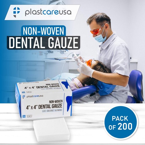 200 Count 4x4 Gauze Pads - Soft 4-Ply Non Woven Gauze Sponges - Non Sterile Dental Gauze & 4x4 Esthetic Wipes - All Purpose Medical Gauze Squares for First Aid, Surgical, Wound Dressing