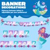 JOYIN 145 Pcs Mermaid Birthday Party Supplies with Banner, 24 Serves Mermaid Tableware Set with Plates, Cups, Napkins, and Cutlery Sets for Mermaid Themes Party Kids 6 7 8 Years