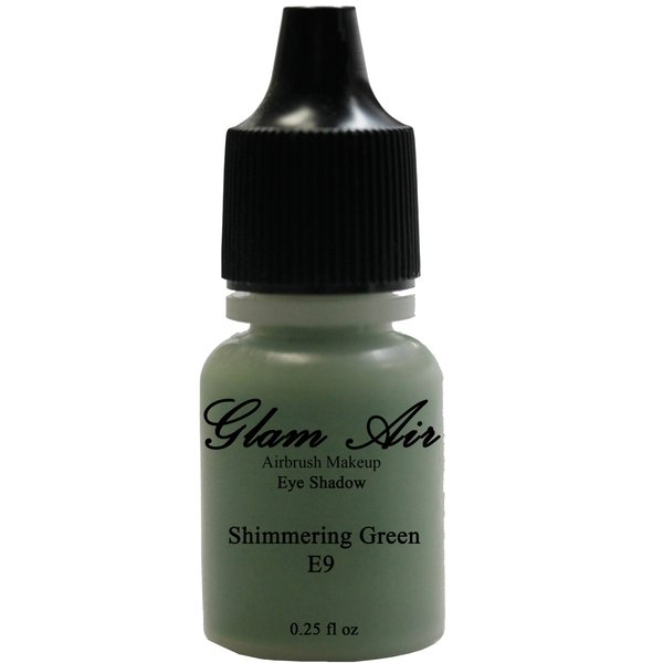Glam Air Airbrushsh Eye Shadow Colors Water-based 0.25 Fl. Oz. Bottles of Eyeshadow( Choose Your Colors From Menu) (E9- SHIMMERY GREEN)