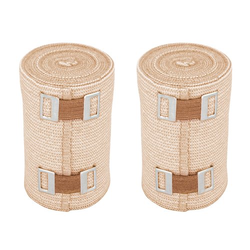 Premium Elastic Bandage Wrap (3" Wide, Single Pack) - Made of USA Grown Organic Soft Woven Cotton - Metal Clip Fasteners - GT Latex Free Hypoallergenic Compression Roll for Sprains & Injuries