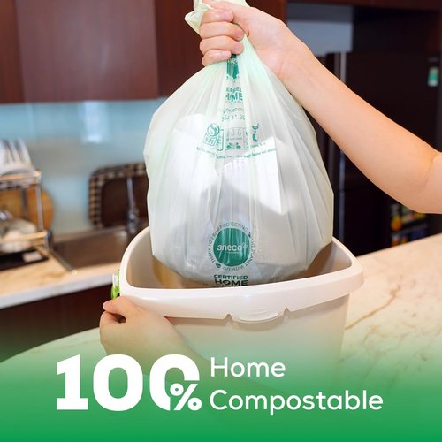 ANECO 100% Compostable Food Waste Bags 3 Gallon, 100 Count, Extra Thick Compost Bags for Countertop Bin, Small Compost Bag, Food Waste Bags with TUV OK Compost Home and BPI certified