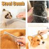 Twellife Dog Rake for Undercoat Long Tooth Dogs Comb, Rake Brush+Stainless Steel Shedding Comb, Husky Undercoat Rake Grooming Tool Set for Big Dog Horse Longhair Cat