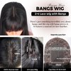 Ruiyu Wigs with Bangs Human Hair Glueless Wear and Go Straight 2x4 Lace Closure Front Human Hair Wigs with Bangs 100% Brazilian Virgin Human Hair Wigs for Women 180% Density 18 Inch