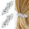 WHAVEL Rhinestone Crystal French Barrette Clips - Vintage Bridal Wedding Hair Pins and Accessories for Women, Bride, Bridesmaid (Silver)