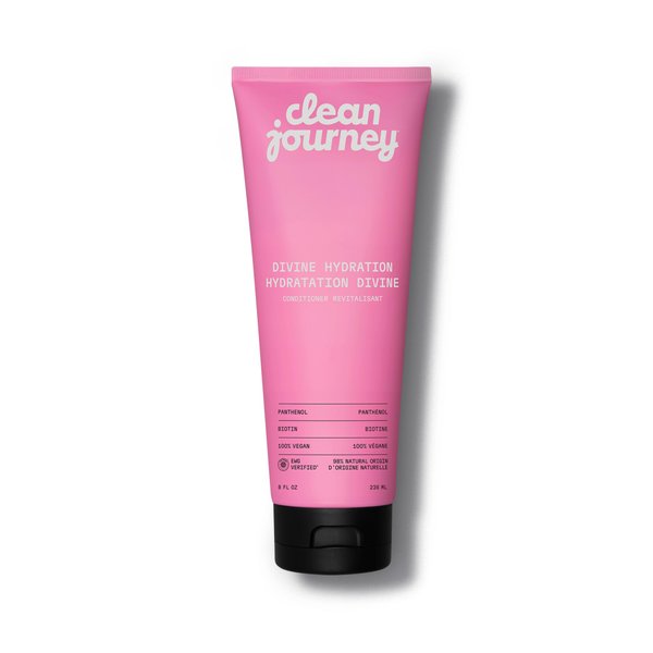 cleanjourney Divine Hydration Hair Conditioner, EWG Verified, Infused with Panthenol and Biotin, For Dry, Brittle Hair, Clean Ingredients, Vegan, Tropical Scent, 8 Fl Oz