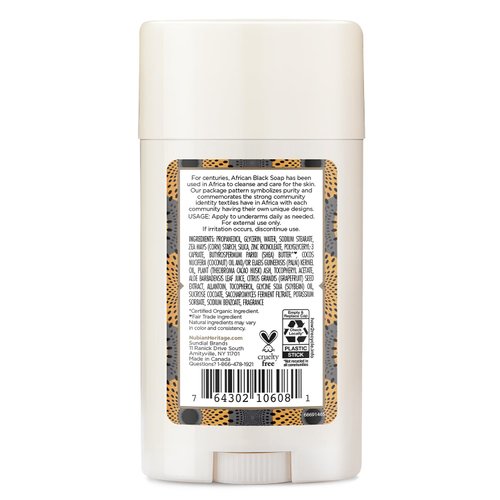 Nubian Heritage 24 Hour Natural Deodorant African Black Soap, 2.25 Oz