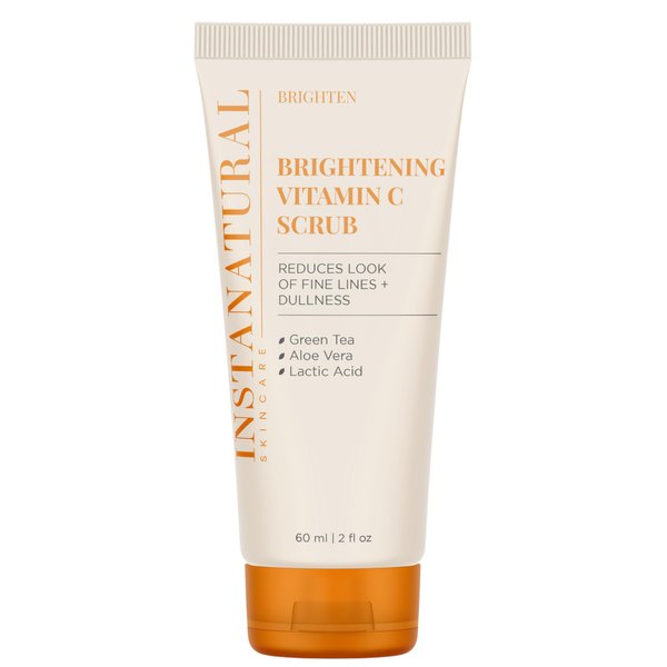 InstaNatural Brightening Vitamin C Face Scrub, Gently Exfoliates and Refines for Smooth Skin, Minimizes Lines + Wrinkles, with Green Tea and Aloe Vera, 2 Fl Oz