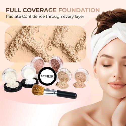 (SPF 30) (7 PC) (20Gms)(Warm Neutral Shade Makeup Kit with FACE Brush) Includes Foundation Makeup Powder, Medium Concealer Powder, Peach Blush, Bronzer Powder, Primer Powder, White Finishing Powder