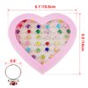 SUNMALL 36 pcs Little Girl Play Rings, Adjustable Rhinestone Gem Rings in Box, Children Kids Jewelry Rings Set with Heart Shape Display Case, Girl Pretend Play and Dress up Rings for Kids