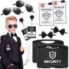 Mepase 7 Pcs Ring Wedding Security Set Include Ring Bearer Box ID Badge Holder Ring Bearer Sunglass Acoustic Earpiece Tube Mission Card with Binder Clip Bow Tie for Kids (Classic Style)