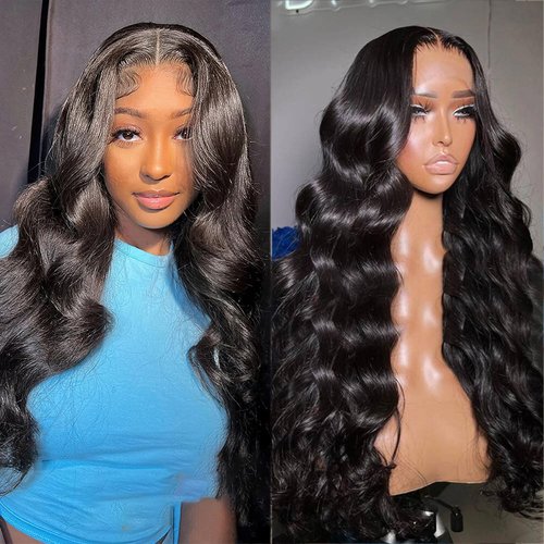 AUOCATTAIL Lace Front Wigs Human Hair Body Wave 13x4 HD Transparent Glueless Natural Black Wigs Human Hair with Baby Hair 30 Inch