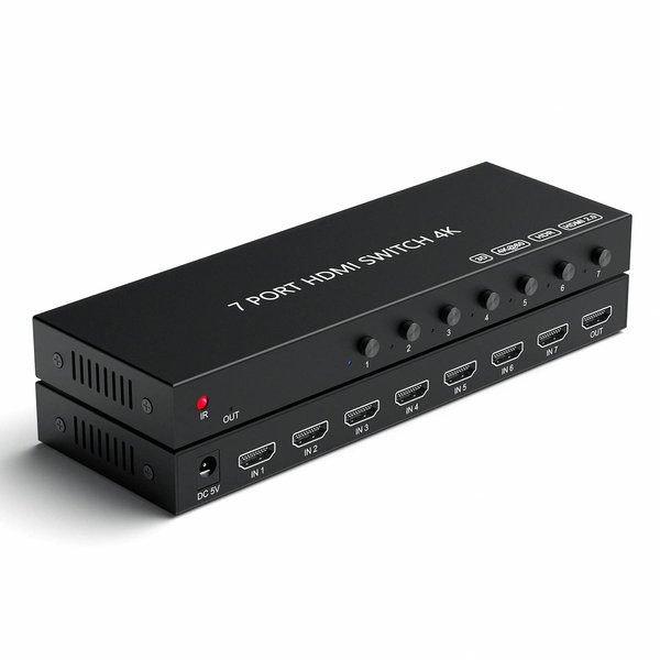 7 Port HDMI Switch 4k@60hz, HDMI Switcher 7 in 1 Out HDCP 2.0 HDMI2.0 Hub Supports 3D Compatible with Nintendo Switch/Switch OLED/Xbox PS5/4/3 DVD Player Fire Stick Roku Apple TV Chromecast TV PC