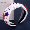 CEALXHENY 4th of July Headbands for Women, 4th of July Accessories, American Flag Star Headbands, Rhinestone Pearl Knotted Headbands Beads Embellished Jeweled Headbands Holiday Gifts (Star A - White)