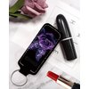 KLLRO RUO Chapstick Holder Keychain Fashion Lipstick Sleeve Lip Balm Portable Pocket Lip Gloss Tube Holder Clip-on Makeup Travel Accessories - Purple Butterfly Floral