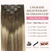 GOO GOO Clip in Hair Extensions Real Human Hair, 16inch 130g 7Pcs, 3/8/613 Balayage Walnut Brown to Ash Brown and Bleach Blonde, Remy Human Hair Extensions Clip ins for Women, Natural Human Hair