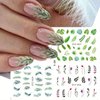 12pcs Green Leaf Nail Stickers - Diowino Water Transfer Nail Art Stickers Tropical Rain Forest Leave Series Nail Decals Nail Accessories for Acrylic Nails Women Girls