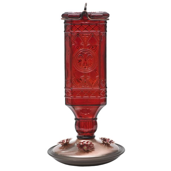 Perky-Pet 8116-2 Red Square Antique Bottle Glass Hummingbird Feeder