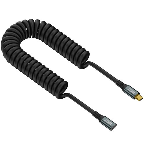 Duttek USB C Extension Coiled Cable 6ft, Coiled USB C to USB C Cable 20Gbps, USB C Male to Female Extension Cable 100W, Type C Extender Cord for Laptop Tablet Mobile Phone and More