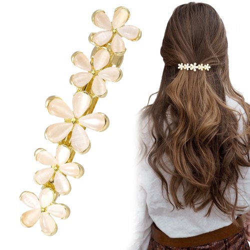 CustomyLife 2.6inch Gold Flower Hair Clip Sparkly Opal Wedding Barrettes Rhinestone Crystal Hallo...