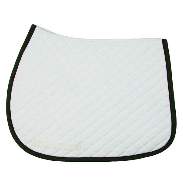 TuffRider Basic All Purpose Saddle Pad w/Trim and Piping - White/Hunter/Burgundy Standard