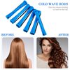 48 Pieces Hair Perm Rods Short Cold Wave Rods Plastic Perming Rods Hair Curling Rollers Curlers with Steel Pintail Comb Rat Tail Comb for Hairdressing Styling Supplies (0.35 Inch, Blue and Dark Blue)
