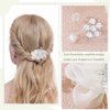 Foyte Crystal Flower Hair Comb Wedding Headpiece Silver Rhinestone Hair Piece Bride Pearl Hair Accessories for Women